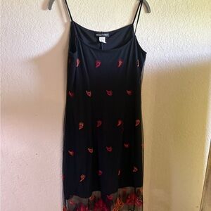 Black Women's Dress with Red Accents
